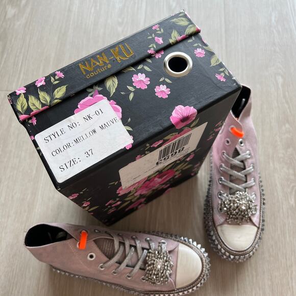 Nan-ku x Free People Cruise Studded Hi-Top Sneakers 37 US 7 Mellow Mauve NEW - Picture 2 of 12